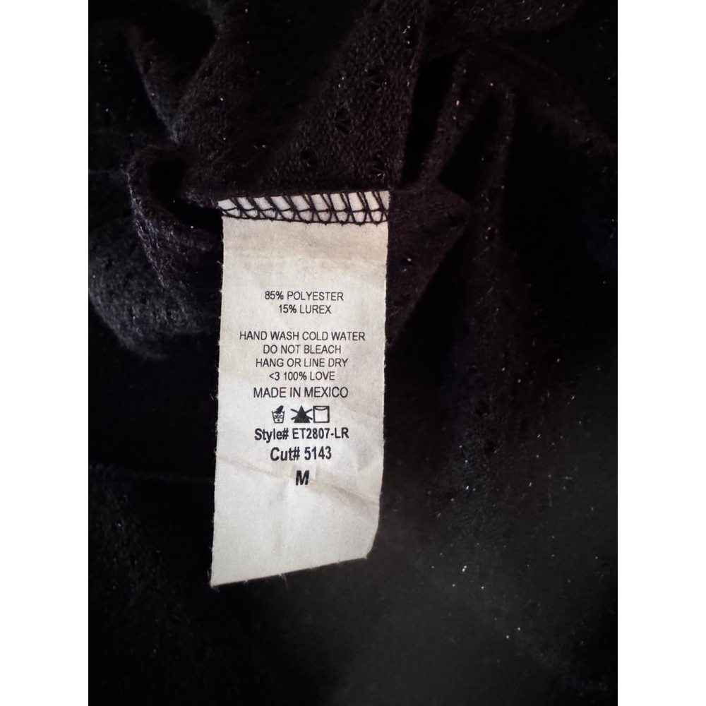Women's Like Love Black Open Knit Cardigan M - Picture 6 of 9